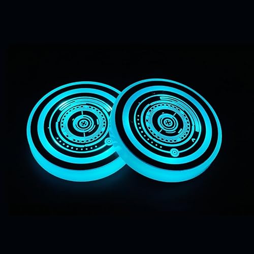 LEDコースター, 2パック 自動車カップランプホルダー、美容LEDコースターランプホルダーRGB 7変色ランプUSB自動車カップコースター (M)