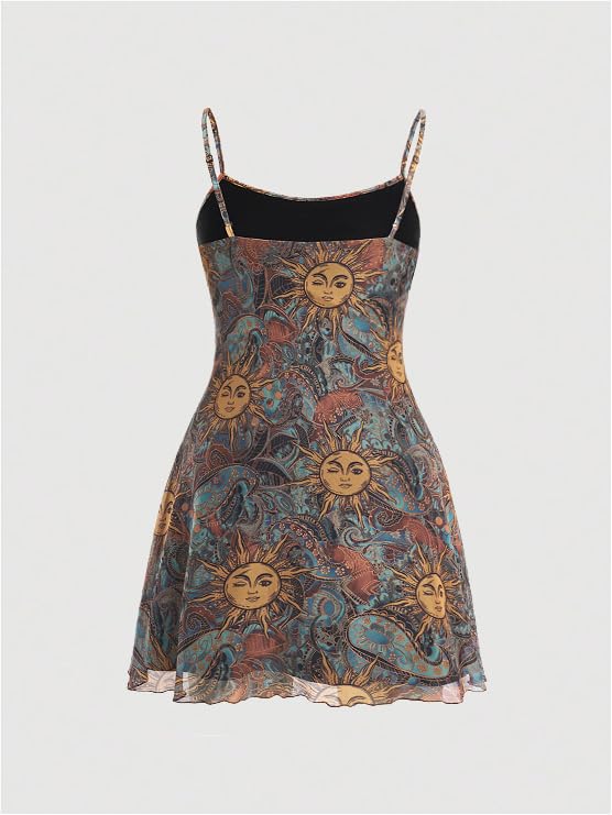 Milumia Women's Plus Size 90s Mini Dress Vintage Spaghetti Straps Mesh Short Dress2