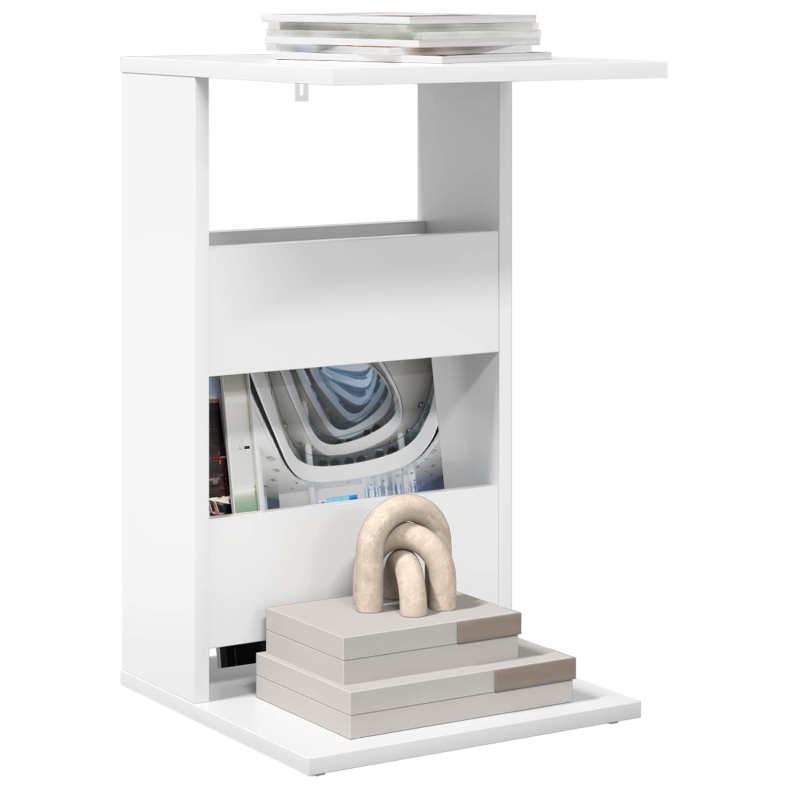Table d appoint Blanc 40 x 35 x 60 5 cm Bois ingénierie Moderne rectangulaire Petite Table Basse d appoint pour Salon canapé Fauteuil intérieur Design Contemporain