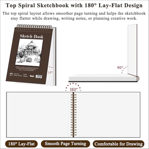 Image of 8 inch x 10 inch Sketch Book, 100 Sheets Hardcover Sketchbook, 68 lb /100gsm Drawing Paper for Adults, Spiral Bound Sketch Pad, Art Paper for Drawing and Painting for Art Supplies for College Students.