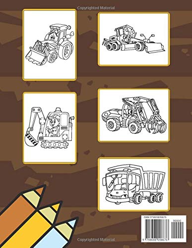 Construction Vehicles Coloring Book: Toddler Coloring Book: Amazing Construction Vehicles Includes: Trucks Compactors Cranes Bulldozers And More - Thumbnail 2