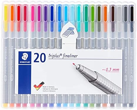 Staedtler 334 SB20 0.3 mm Triplus Fineliner Pen - Assorted Colours (Pack of 20)