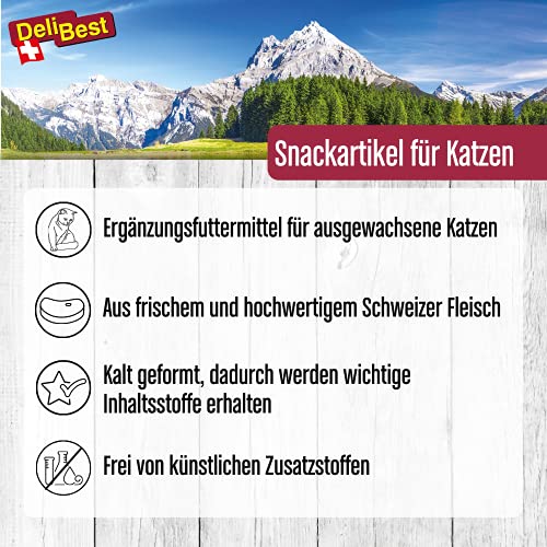 DeliBest Cat Sticks aus 100% Schweizer Hähnchenfleisch I Katzen Leckerlies getreidefrei I halbfeuchte Leckerlies in Stickform I Katzensnack ohne künstliche Zusatzstoffe I Allergiker geeignet I 50g