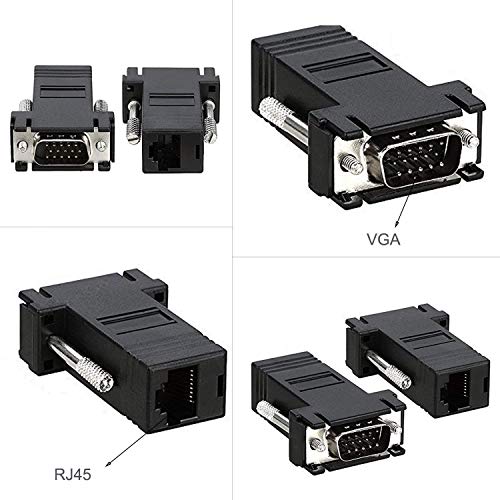 Image of JGD PRODUCTS VGA Extender to CAT5,CAT6 RJ45 Ethernet Network Cable Adapter.(Pack of 1) Black