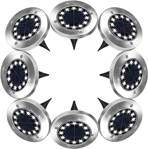 Luzes solares para jardim - Lâmpada de assoalho solar de 12 LEDs ...