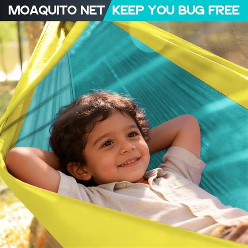 Image of Camping Hammock Mosquito Net,Double & Single Portable Hammocks for Kids Hammocks with 2 Tree Straps,Hammock Tent for Travel Camping,Camping Accessories for Indoor Outdoor Hiking Backpacking