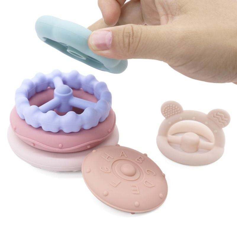 Image of Stacking Balls Soft Toys for Babies 6 12 18 Months 1 Year Old Girls Boys - Toddlers Sensory Educational Montessori Baby Blocks - Infant Newborn Teething Learning Stacker Cups (Stacking Ring 1)