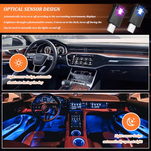 Luz ambiental LED USB Tipo C para interior de auto miniatura 4