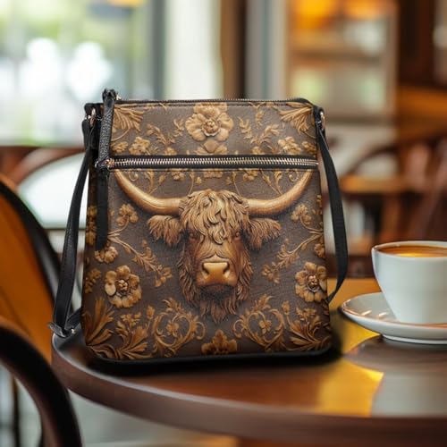 Image of Leather Women Crossbody Hobo Bag Satchel Purse Handbag with Adjustable Shoulder Strap and Zipper Pockets
