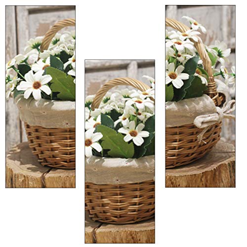 Cesto de piquenique de vime com alça de flor de tecido e salgueiro decorativo para cerimônia de casa