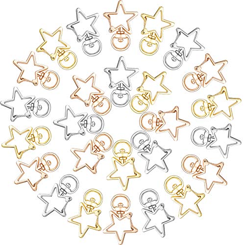 90 Pieces Metal Swivel Lobster Claw Clasp, Star Shape Snap Hook with Key Rings, Swivel Lanyard Clips Snap Hooks, DIY Supplies for Bag Jewelry Making Keychains, 3 Colors