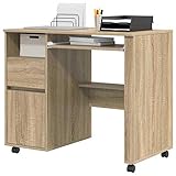 Le bureau à roulettes est facile à monter et est équipé de fonctions pratiques telles que le tiroir et l'étagère. Les roulettes permettent un déplacement sans effort, tandis que la fonction de verrouillage assure la stabilité. La surface en bois facile d'entretien peut être facilement nettoyée avec un chiffon humide pour conserver un look moderne.