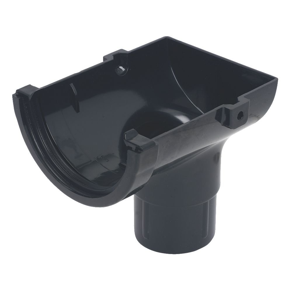 Floplast Black (76Mm Stopend Outlet For 50Mm Downpipes) Miniflo Guttering For Shed, Porch, Conservatory, Out Building, Etc Not For Standard House Guttering - Smaller