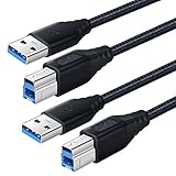 OKRAY USB 3.0 A to B Cable, 2-Pack 6FT Superspeed Type A Male to B Male Cable Nylon Braided Type-A to Type-B Cords for USB Hub/External Hard Drivers/Docking Station/Scanner/Monitor/Printer