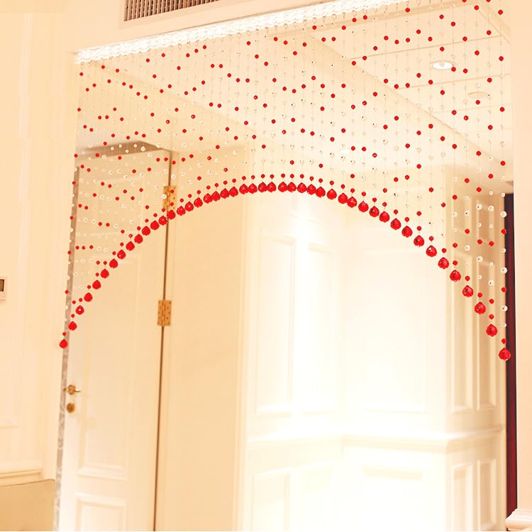 Image of K9L 20 String, Acrylic Bead and Drops, String Hanging Crystal Curtain (20 String Suitable to 3 to 4 Feet Width) (Red)