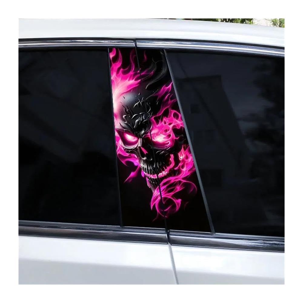 Body Parts 2pcs Car B-Pillar Decals Magic Skull PVC Auto Center Pillar Waterproof Sticker(C)
