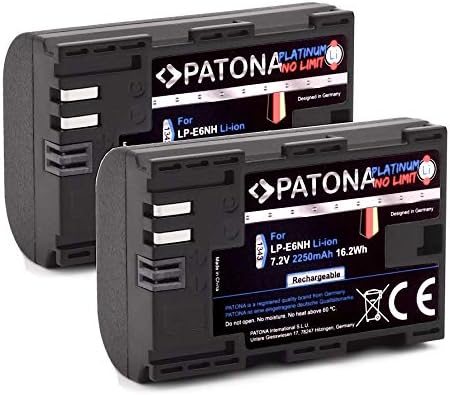 PATONA Protect V1 - 2 Batterie LP-E6NH Per Canon Con Sensore NTC E Custodia, Compatibile Con EOS R5, R6, R7