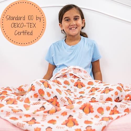 Image of LollyBanks Muslin Swaddle Blankets, 100% Cotton Baby Blanket 47 x 47 Inches, Large Baby Swaddles, Neutral Muslin Blankets for Boys and Girls, Thanksgiving Day Newborn Essentials (Turkey Print)