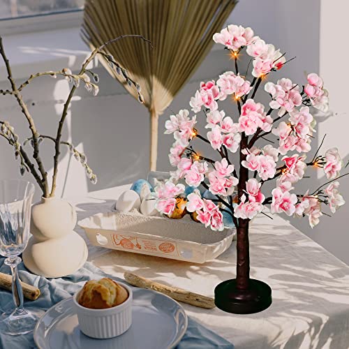 Fuchsun Artificial Cherry Blossom Tree Lamp With Led Lights 24 Inches Lighted Tree With Pink Silk Flowers Spring Decoration With 8 Functions And Timer For Home Office Party Wedding (Warm White Light) #TOP3