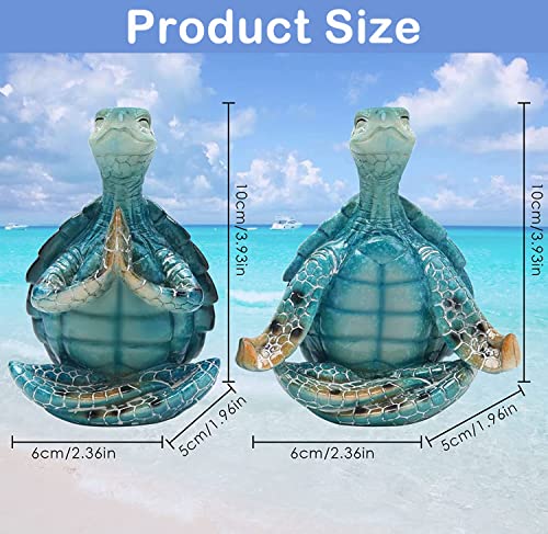 Estatuas de yoga tortuga marina 2 piezas para decoración miniatura 2
