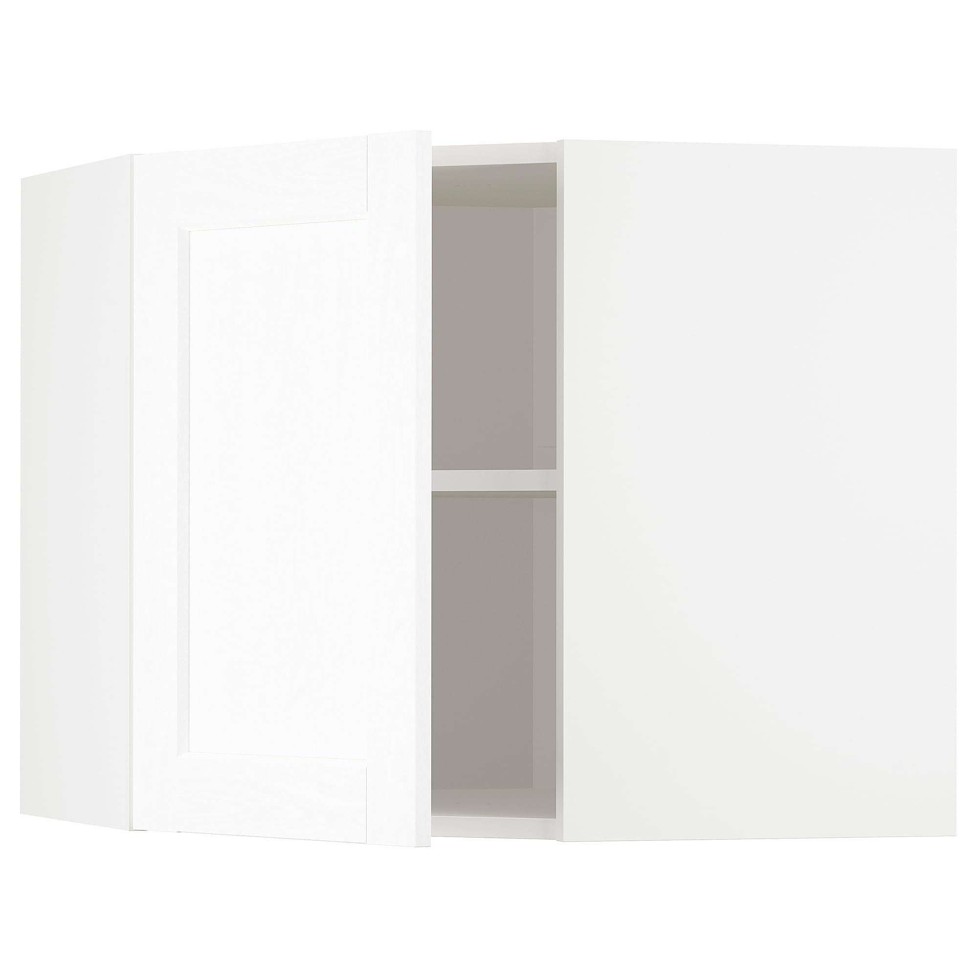 Meuble d'angle METOD blanc effet bois pour cuisine lumineuse