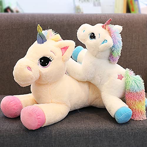 Lindo Juguetes De Peluche De Unicornio Arcoíris Kawaii Almohada De Unicornio Muñeca De Animales De Dibujos Animados De Peluche Muñeca De Apaciguamiento De Bebé para Niños Regalo 80cm Blanco
