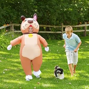 Inflatable Costume for Kids Dog Halloween Costumes for Kid Funny Bulldog Blow Up Costumes for Boys Girls Cosplay Party