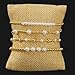SHINUS BOHO 14K Gold Plated Beaded Stack Bracelets Sets for Women，Stackable Ball pearl Trendy Waterproof Ball Stretch Link Chain Bracelet Fashion Accessories Jewelry Gifts Gifts