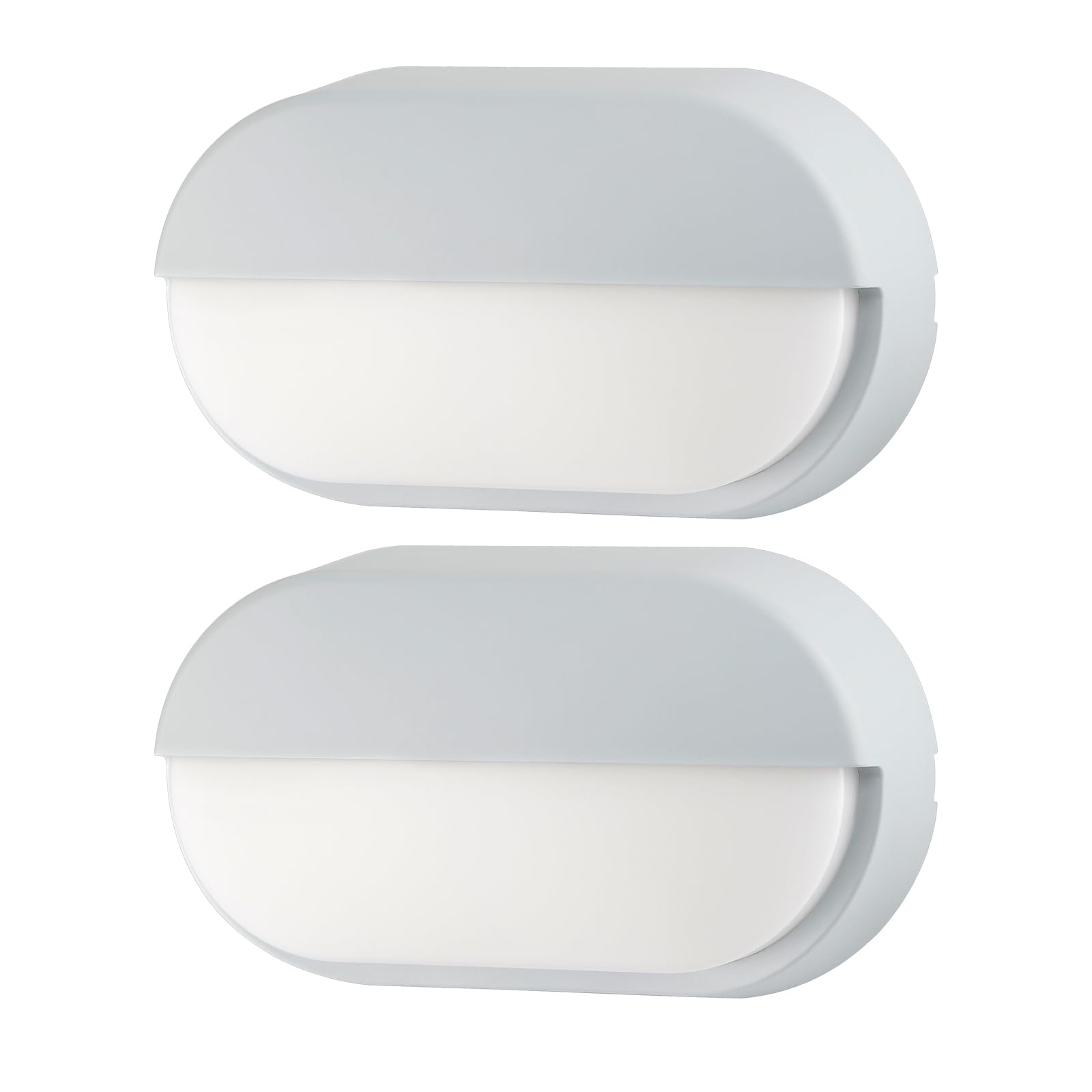18W LED Wall Light, 3000K/4000K/6500K IP65 Semi-ellipse Bulkhead Light Fitting with Grey Trim for Indoor, Outdoor, Bath, Hallway, Corridor, Utility, Garden, Shed, Workshop, Patio etc - Pack of 2