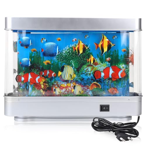 SWAWIS Künstliches Aquarium Fake Aquarium Ocean Fisch Lamp Nachtlicht Dynamischer Virtueller Ozean künstliche Tropische Landschaft Raumdekoration für Raumdekoration EU-Stecker