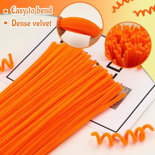 Image of Pipe Cleaners Craft, Pipe Cleaners Chenille Stem Fuzzy Sticks Craft Supplies for flowers making, Home DIY (Orange, 100pc)