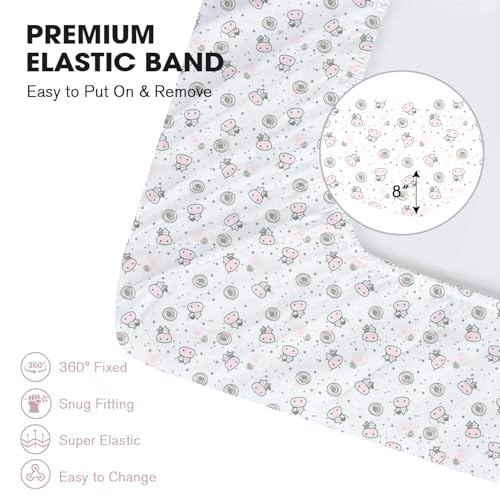 Image of Little Grape Land Crib Sheets 2 Pack for Boys and Girls, Baby Neutral Crib Fitted Sheets for Standard Crib & Toddler Mattress, Super Soft Breathable Fitted Crib Sheet Set