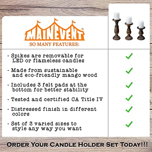 Candle Holders for Pillar Candles Set of 3, Candle Holders for Table Centerpiece Accent, Farmhouse Candle Pillar Holder Set of 3, Wood Candle Holders for Mantle, Tall Pillar Candle Holders Set of 3 - Thumbnail 5