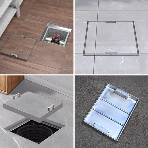 Stainless Steel Hidden Manhole Cover with Handle - Invisible Drainage Solution for Paver Installation Heavy-Duty Access Cover for Driveways and Patios