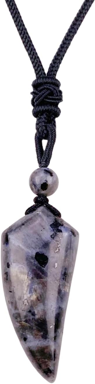 EDEN'S CALL Natural Stone Necklace for Men and Women Adjustable Cord Wolf Tooth Amulet Healing Crystal Stone Pendant Necklace for Lucky Love