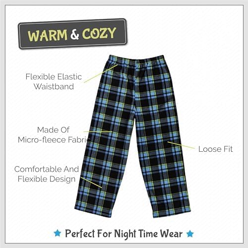 Mad Dog Boys Pajama Pants - Soft Fleece PJ Bottoms for Kids - Buffalo Plaid Lounge Pants, Warm & Comfy Microfleece 2PK Set - Image 2