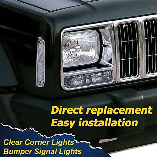 G-PLUS Corner Lights & Bumper Signal Lights Compatible with 1997-2001 Jeep Cherokee XJ,4 Pieces (Smoky lens Chrome Housing Amber Reflector)