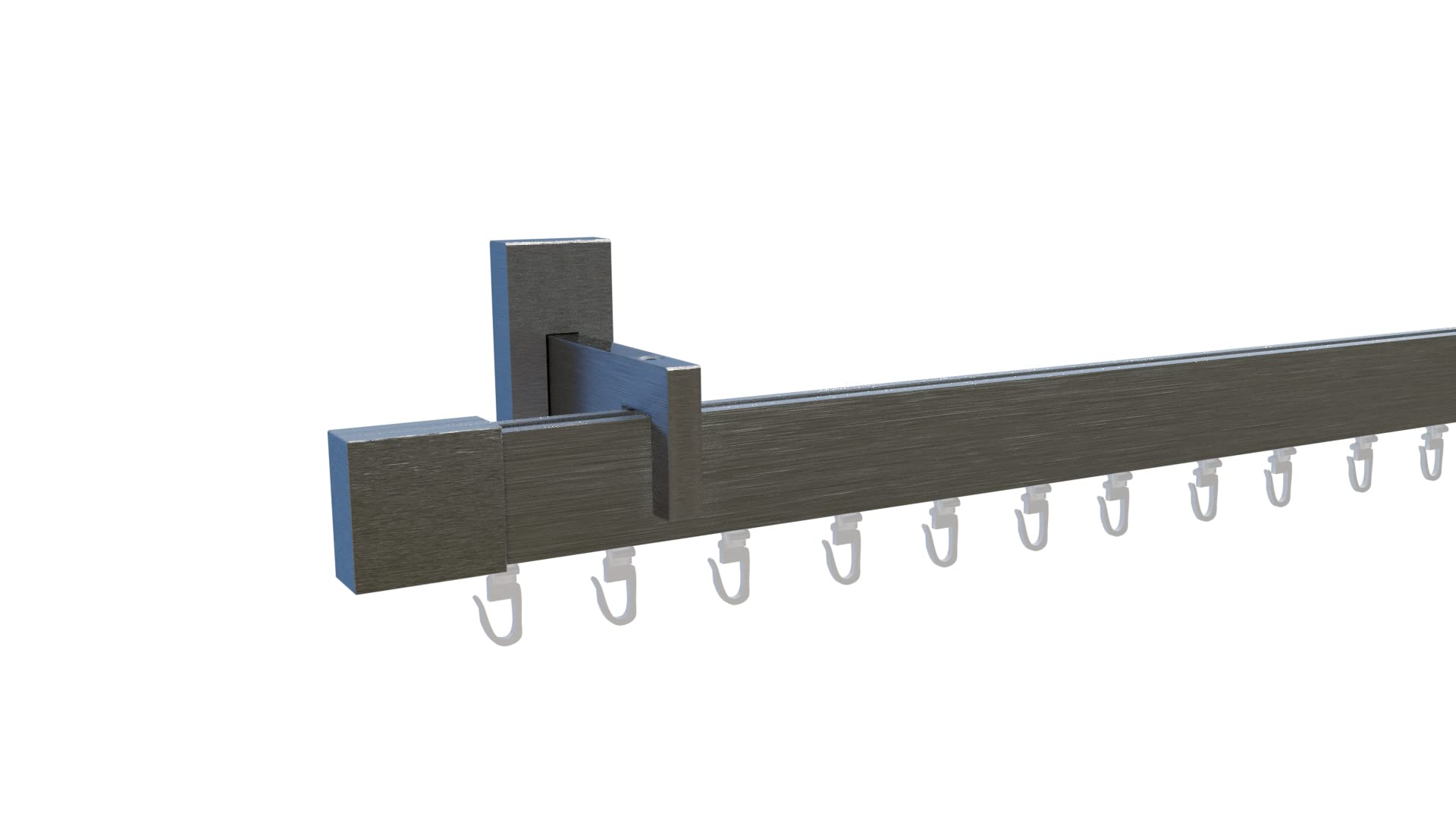 tilldekor Innenlaufsystem Gardinenstange Inline, kantig, Aluminium, 230 cm, 1-Lauf, Edelstahl-gebürstet