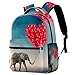 nakw88 Sac à dos pour enfants de 40,6 cm, mignon, léger, grande capacité avec sangles réglables pour garçons et filles, motif éléphant, nez d'éléphant, ballons rouges, cœur
