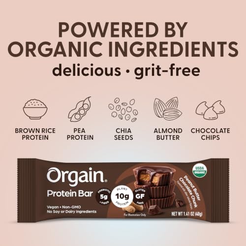 Orgain Organic Vegan 10g Protein Bars, Peanut Butter Chocolate Chunk, 12 Pk - image 6