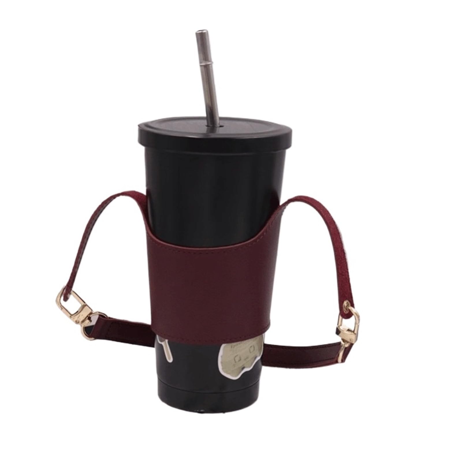 Funda Botella Agua Funda de taza cuero con diseño portátil 3 piezas | Uso universal del viaje de la manga de la botella de agua del ajuste(Grey)