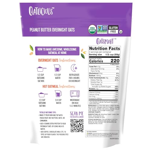 Image of Oatsome PBfit Overnight Oats 7.8 Oz, Peanut Butter, 11g Protein, Fiber (Pack of 2)