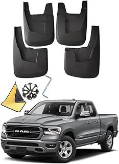 YLOXFW Car Mudguard Mud Flaps for Dodge Ram 1500/2500/3500 2009-2023 Molded Custom Front and Rear Mudflaps Splash Guards Fender Flares Kit 4-PC Auto Accessories,Send 1 Car Wash Towel,2019~2023