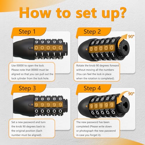 BOLEi Fahrradschloss Zahlenschloss mit 5-Stellig Zahlencode,Fahrradschloss mit Gehärtete Stahlkettenglieder,Kettenschloss Fahrrad,Anti-Diebstahl Fahrradschlösser für Fahrrad,E-Bike,Tür,Zaun,Grill
