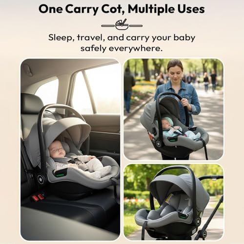 Image of StarAndDaisy 2-in-1 Carry Cot for Newborn Baby /car seat with Adjustable Handle, 3-Point Safety Belt & Removable Canopy /Portable Baby Cot /Baby /Infant, Toddler Car Seat for 0-2 Years - Blue