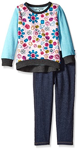 Sweet Vintage Little Girls' French Terry Pullover and Knit Denim Leggings Set