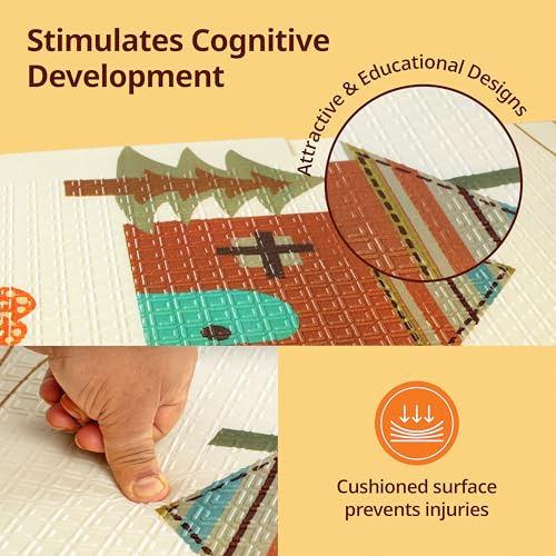 Image of LuvLap Number Zoo Double Sided Water Proof Baby Play Mat, Multicolor, Reversible Floor mats for Kids, Baby mats for Floor, Crawling Baby, Extra Large Size, 6'5 inch x 4'10 inch (195.5cmx147cm), 0.8cm Thick