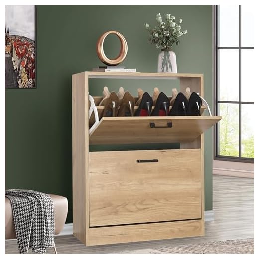 Best Slim Space-Saving Shoe Cabinets for Narrow Hallways UK 8 2‑Drawer Slim Pine Shoe Cabinet