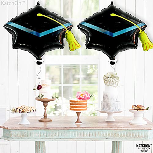 Image of Graduation Decorations 2026 | Graduation Cap Balloons - Big, 22 Inch, Pack of 2 | Graduation Hat Balloon, Graduation Balloons 2026 | Grad Balloons for Graduation Cap Decorations, KatchOn