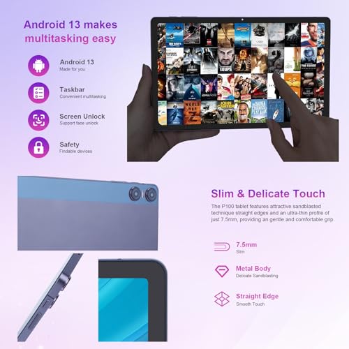 Image of C idea 11 inch Tablet, Android 13 Tablets 12GB+128GB (1TB TF),1200x2000 FHD 2K Split-Screen,13MP+5MP Camera, 8000mAh Battery with Type-C Fast Charging,Octa-core CPU Tablet Support Face Unlock-Gray